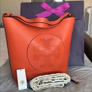 Tory Burch Perforated Logo Hobo